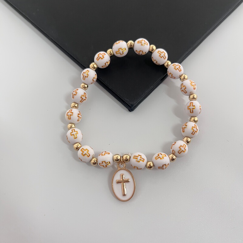 European and American Cross-Border Hip-Hop Cross Bracelet for Men, Versatile Niche Design, American-Style Beaded Jewelry Wholesale European and American Cross-Border Hip-Hop Cross Bracelet for Men, Versatile Niche Design, American-Style Beaded Jewelry Wholesale