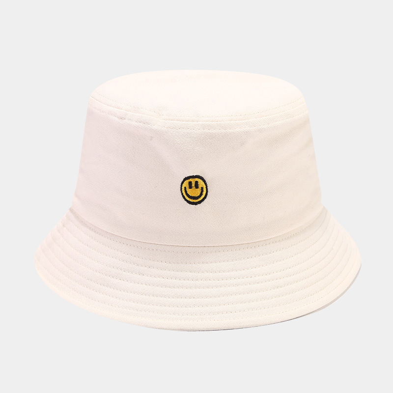 Women's Simple Style Smiley Face Solid Color Embroidery Wide Eaves Bucket Hat display picture 5