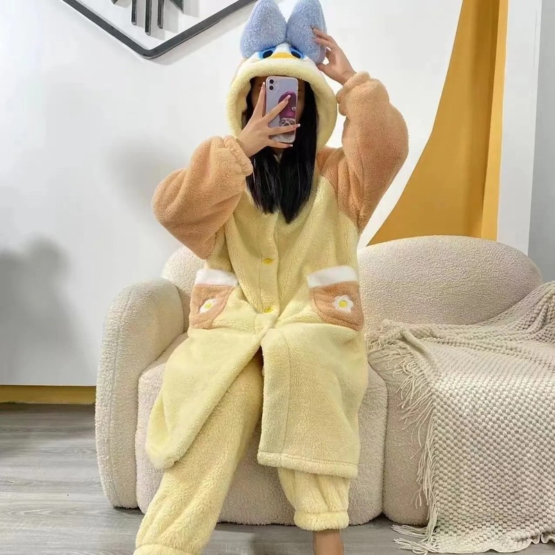 小丑鱼睡衣女通可爱珊瑚绒连体冬季新大头鱼家居服小鱼儿睡袍|undefined