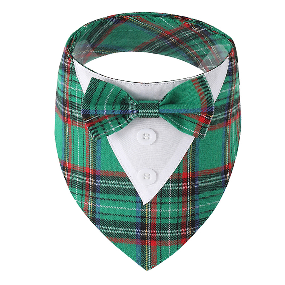 Tanpopo Cross-border Spot Traje de boda británico Toalla de saliva para mascotas Bufanda para perros Toalla triangular para mascotas con velcro