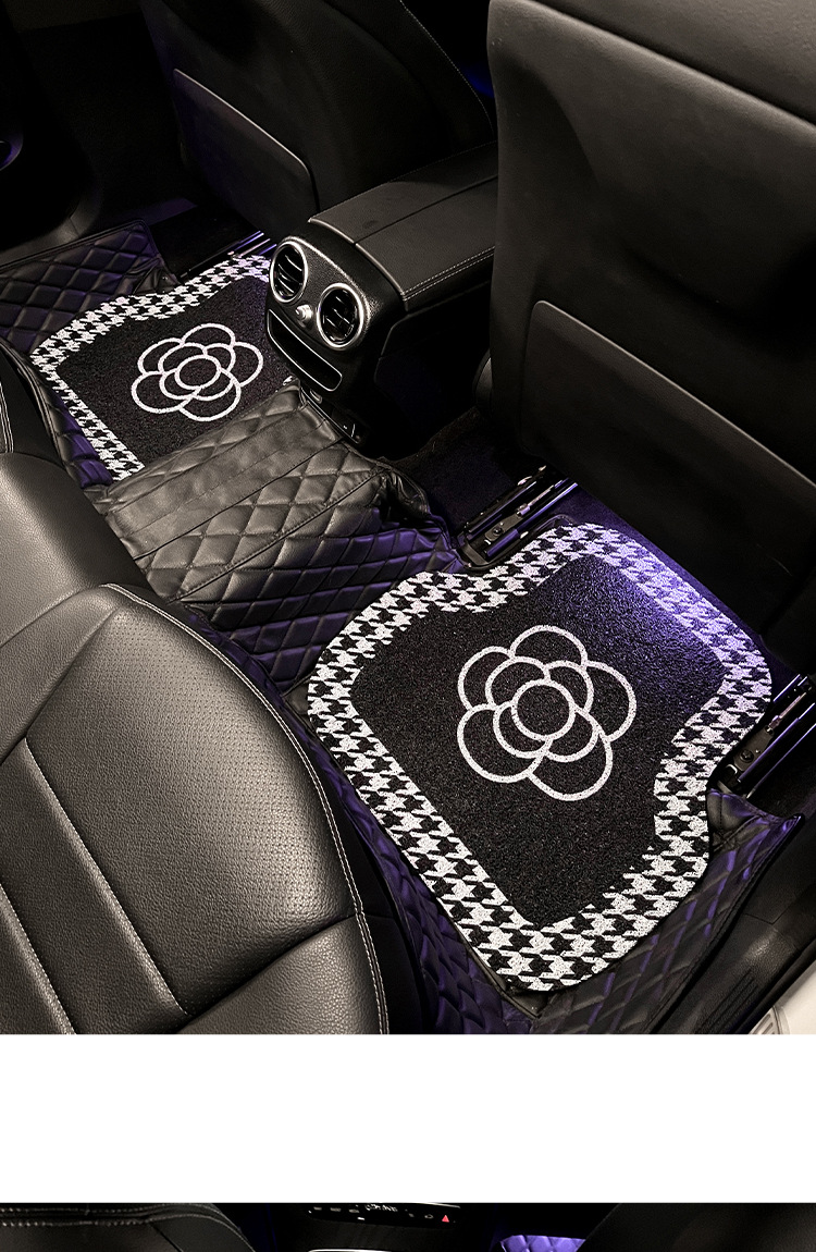 Car foot mat universal Camellia silk ring Universal single piece anti-dirty carpet decoration car mat rear row foot mat