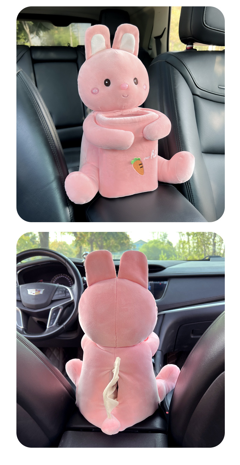 Car-mounted tissue box trash can two-in-one net red creative cute car tissue box interior decoration