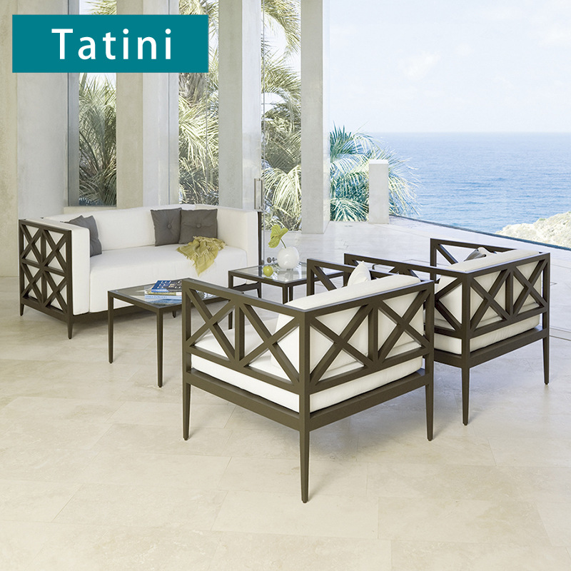 Sofá de exterior para ocio, terraza de villa, protección solar e impermeable, conjunto de muebles de jardín de aleación de aluminio sencillo para exteriores. image 2