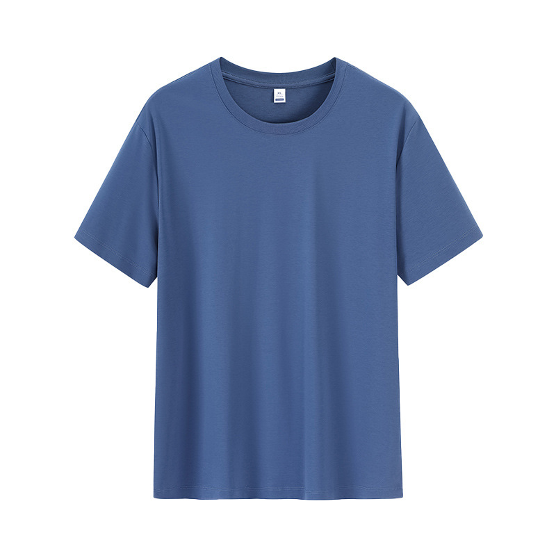 Verano anti-arrugas mercerización líquida de amoníaco ropa de trabajo de cuello redondo camiseta de capacitación de mangas cortas camiseta de grupo camiseta personalizada