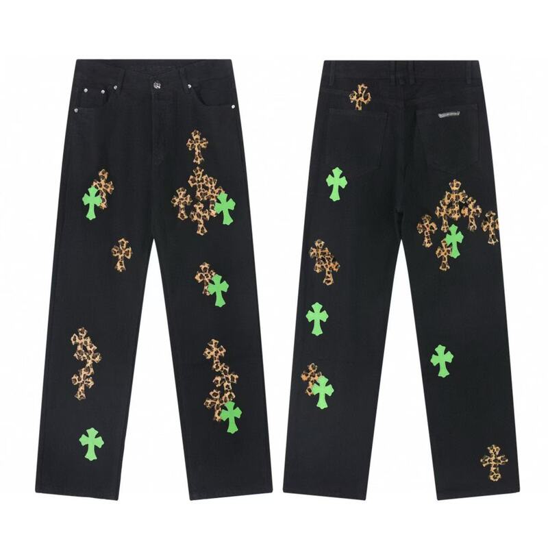 高版本潮牌CH克罗伈十字架贴皮坏重工高街贴皮牛仔裤休闲男女外贸|undefined