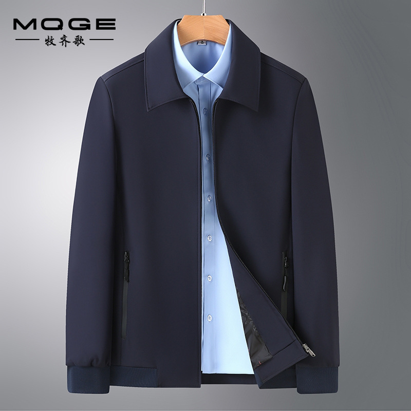 Cross-Border Plus-Size Men's Jacket, New Spring and Autumn Business Casual Solid Color Lapel Executive Workwear Jacket