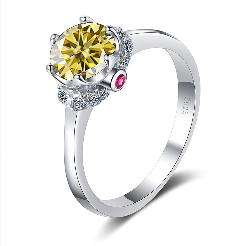 Color un quilate de anillo de piedra de morsa rosa D color VVS joyería exclusiva transfronteriza