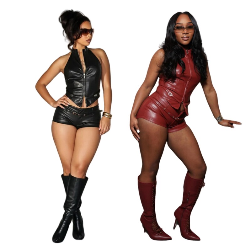 New Model Mz88679 in Stock, Cross-Border European and American Fashion Trendy Women's Leather Adjustable Belt Shorts Elastic Set New Model Mz88679 in Stock, Cross-Border European and American Fashion Trendy Women's Leather Adjustable Belt Shorts Elastic Set