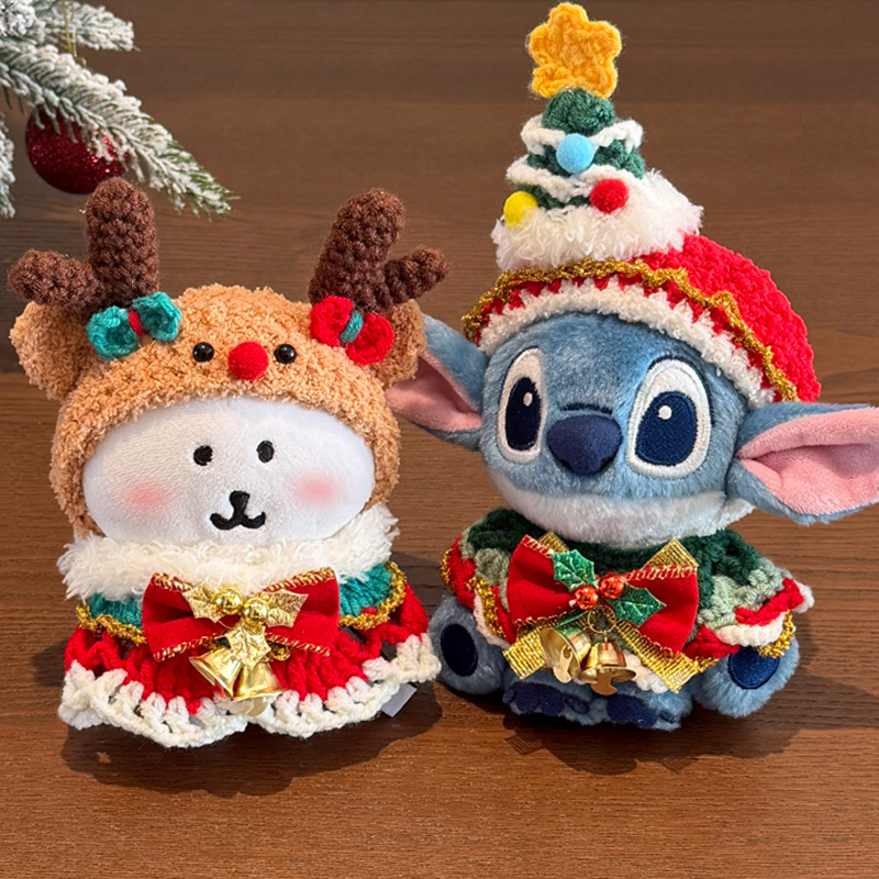 Christmas Plush Self-Deprecating Bear Hood Hat Doll Clothes Hand-Knitted Baby Accessories Cute Decorative Accessories