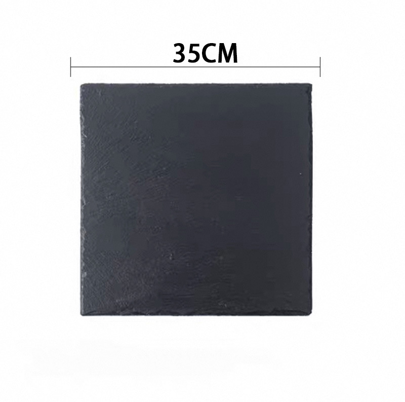 Estilo europeo natural occidental restaurante Placa de pizarra Luz de lujo barbacoa Placa de roca negra vajilla creativa estera de aislamiento Placa de sushi