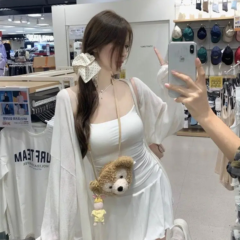 Summer Sun Protection Thin Knitted Cardigan Korean Style Loose Air-Conditioned Blouse High-End Elegant Women's Mid-Length Cardigan