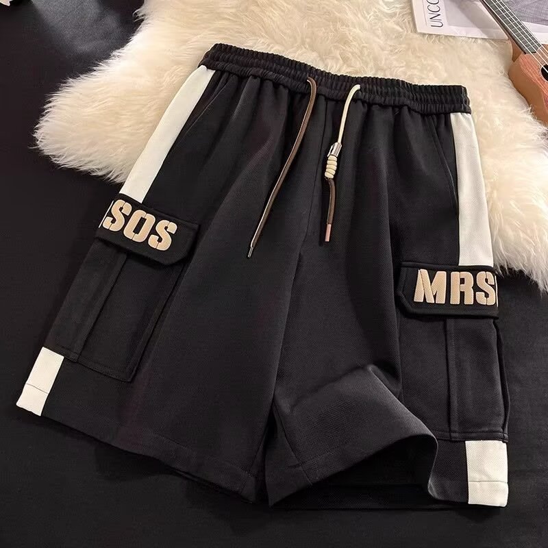 Pantalones cortos deportivos compactos para hombres de verano marca de moda retro espuma impresa pantalones casuales pantalones cortos sueltos de cinco puntos