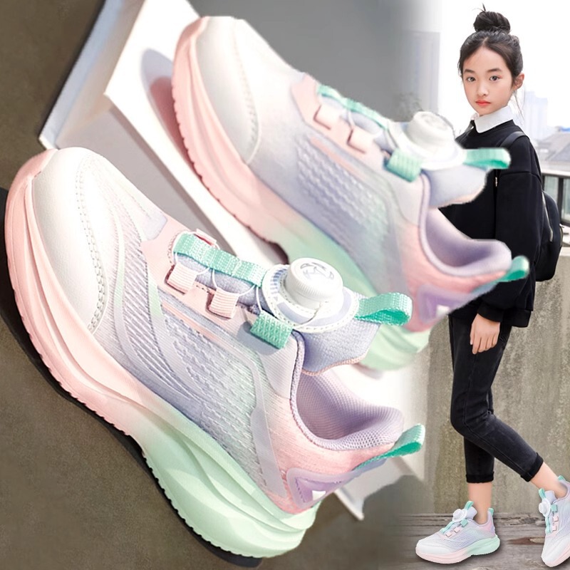 Girls' Sneakers Summer 2026 New Style Rotating Buckle Children's Shoes for Older Girls Breathable Mesh Dad Shoes