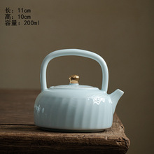 陶客源影青瓷单个三才盖碗提梁壶品茗小茶杯批发大茶洗六君子杯垫