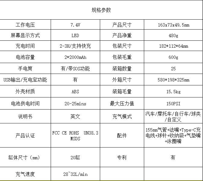 Car Wireless Air Pump Car Inflator Electric Motorcycle Bicycle Ball Power Supply Only for Export Samples