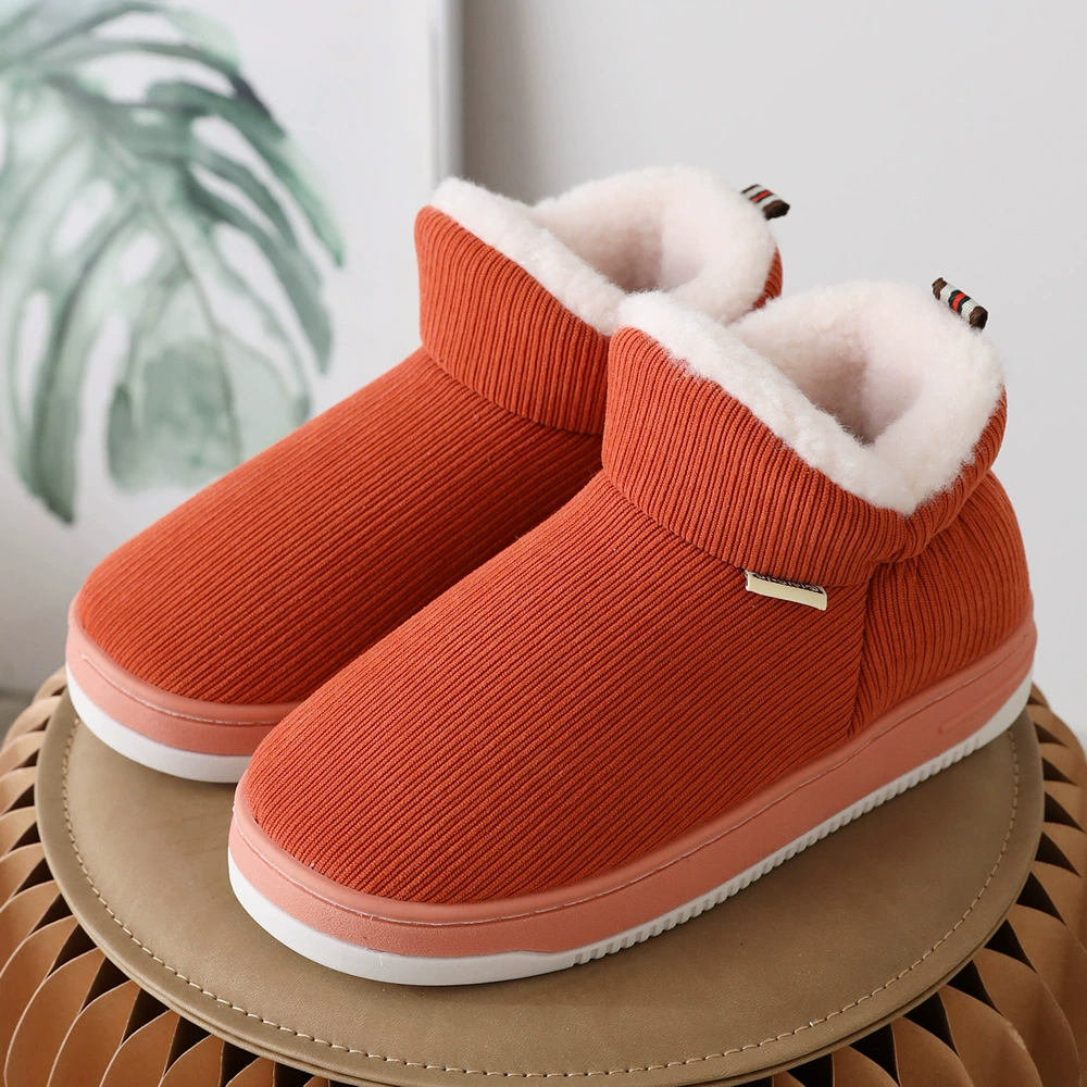 Мужские и женские хлопковые тапочки на флисовой подкладке, теплые утолщенные осенне-зимние хлопковые туфли на высоком каблуке, домашняя обувь для ланча