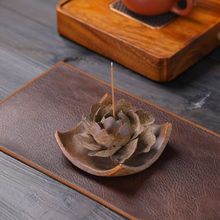 手工粗陶泥莲花香插陶瓷香薰炉家用香座线香香插家居摆件节日礼物