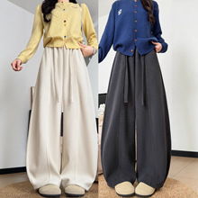 深咖色灯芯绒弯刀裤女2025新款秋季垂感宽松慵懒松弛感山本阔腿裤