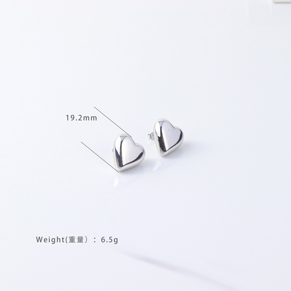 Polished Finish 1 Pair Simple Style Heart Shape Mixed Metal 304 Stainless Steel 18K Gold Plated Drop Earrings Ear Studs