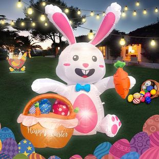 Easter inflatable cartoon air model rabbit with basket lamp courtyard decoration cartoon animal toy factory direct supply