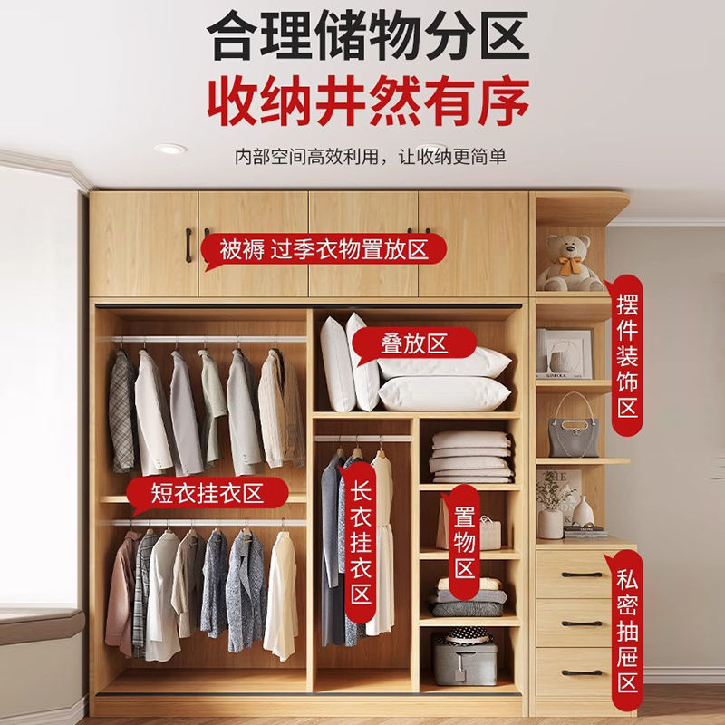 进口实木衣柜家用卧室小户型推拉门收纳柜子出租房用大衣橱|undefined
