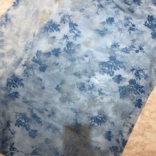 扎染植绒网布提花国风旗袍舞服面料水墨扎染涤氨弹力布