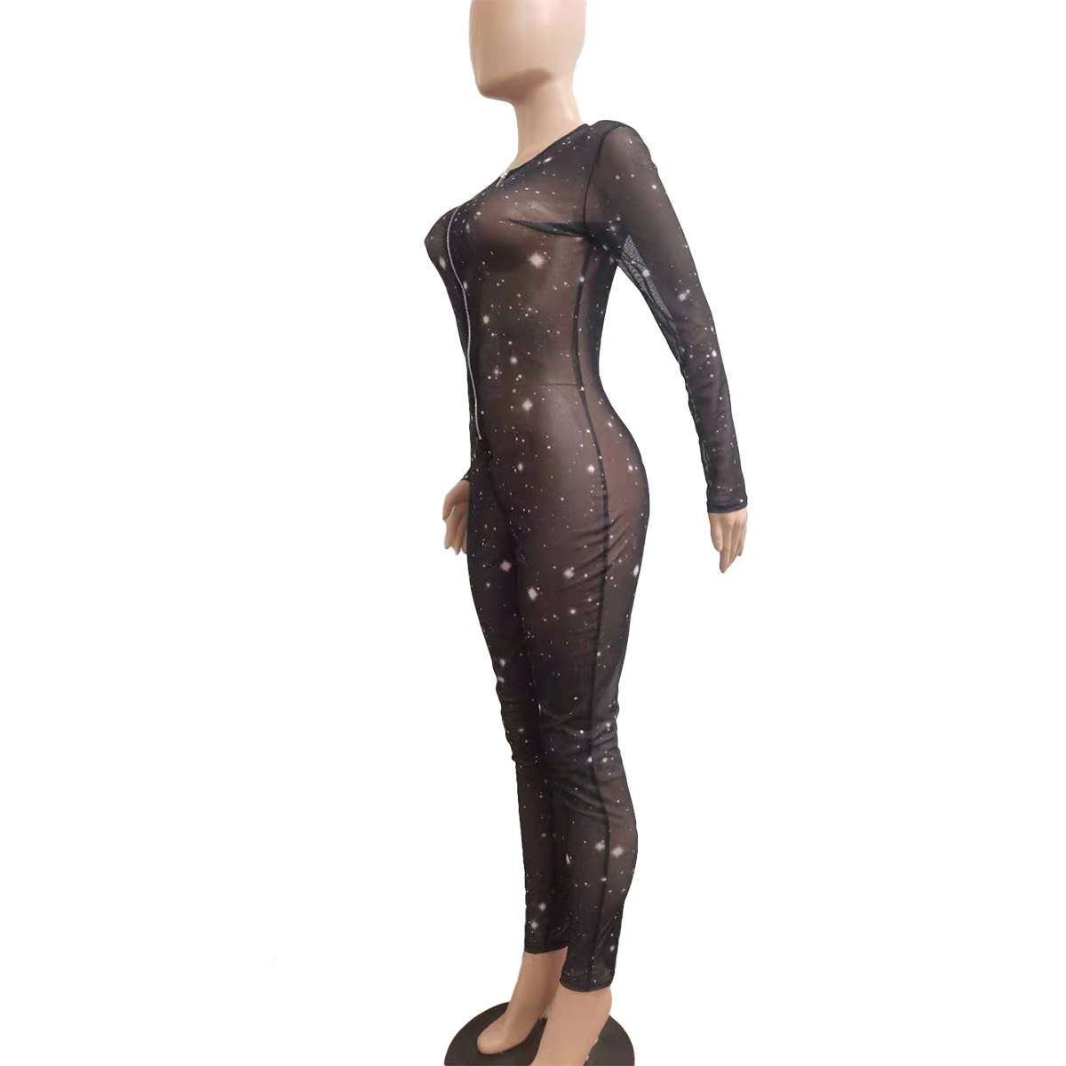 Sexy Mesh Digital Printing Jumpsuit