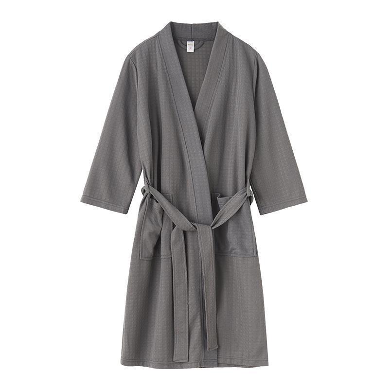 ~Spring and Autumn Thin Absorbent Bathrobe Large Size Nightgown Waffle Men's and Women's Casual Bathrobe Hotel Morning Robe Couple Pajamas