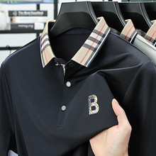 夏季新款男士翻领POLO衫桑蚕丝商务短袖休闲上衣T恤印花爸爸装