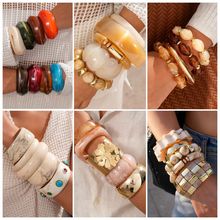 欧美跨境亚克力切面圆形手镯小众夸张时尚手链轻奢高级感手饰批发