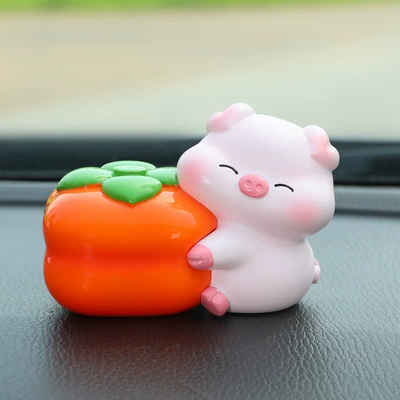 Car ornaments Pig Car Ornament - holding-a-happy-persimmon