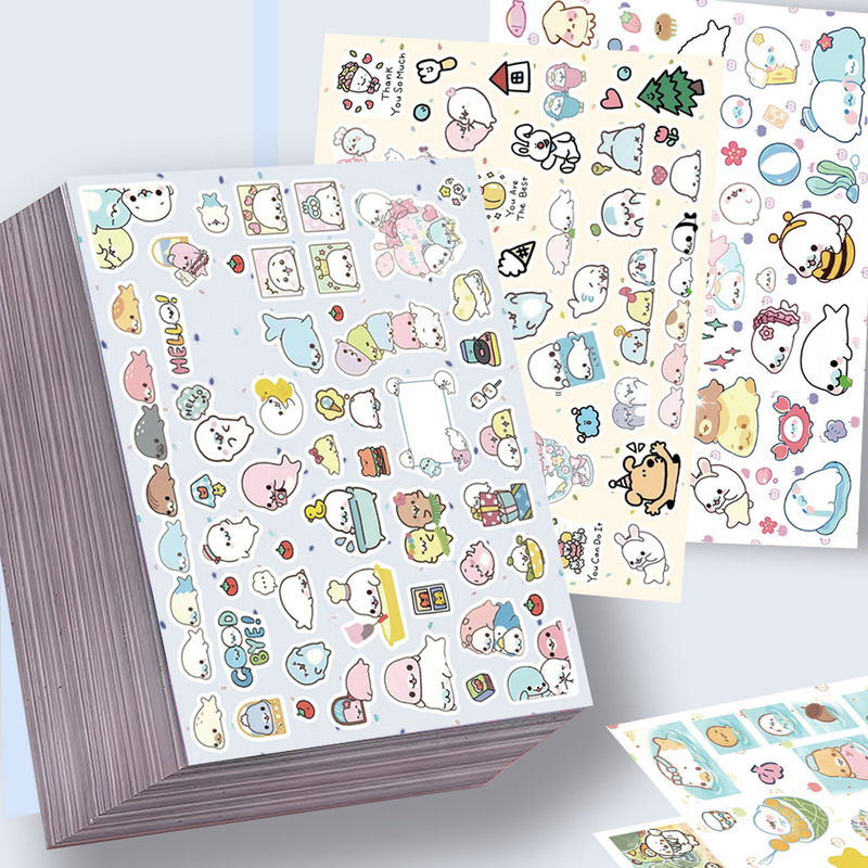 8 Sheets of Bean Sesame Seal Mamegoma Die-Cut Stickers Graffiti Decoration Notebook Packaging Material Waterproof Stickers