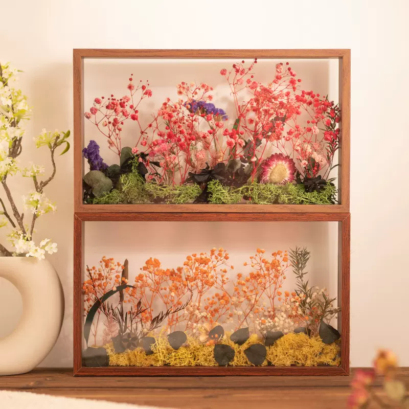 干花相框情人节中空diy双面透明画框永生花批发装裱展示收纳摆台