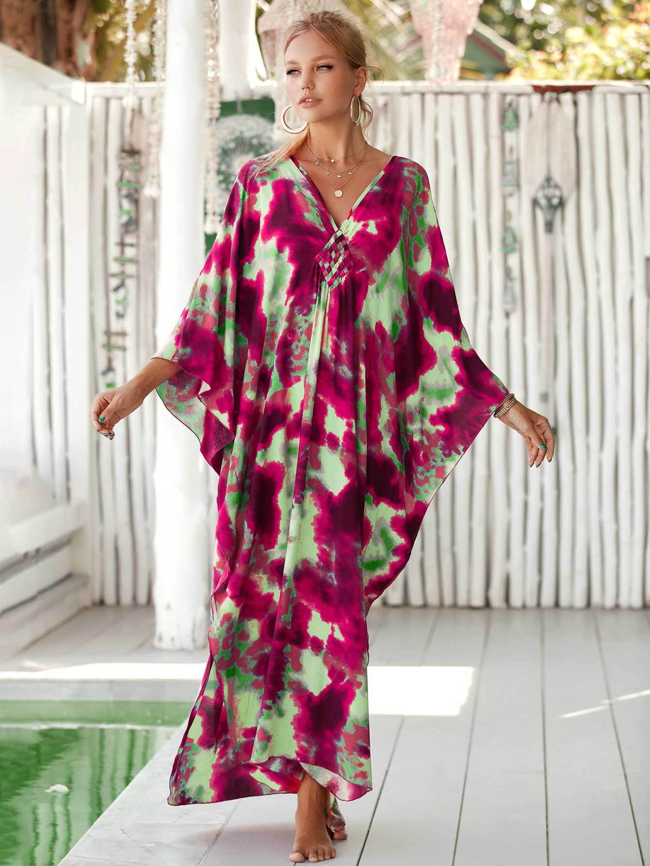 224g Weight Sunscreen Shirt Outerwear Type 3/4 Length Sleeve Sleeve Length Polyester Fabric Type Long Top Length V Neck Neckline Printing, Leopard Pattern Spring&Summer Season Women's Gender Vacation, Beach Style Women's Printing Leopard Vacation Beach Cover Ups 17
