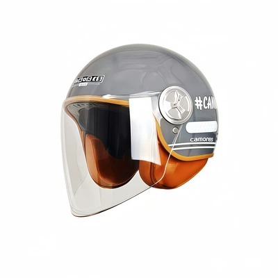 Motosiklet kaskı (dəbilqə) Helmet for Men and Women - gray-helmet-button-bluetooth