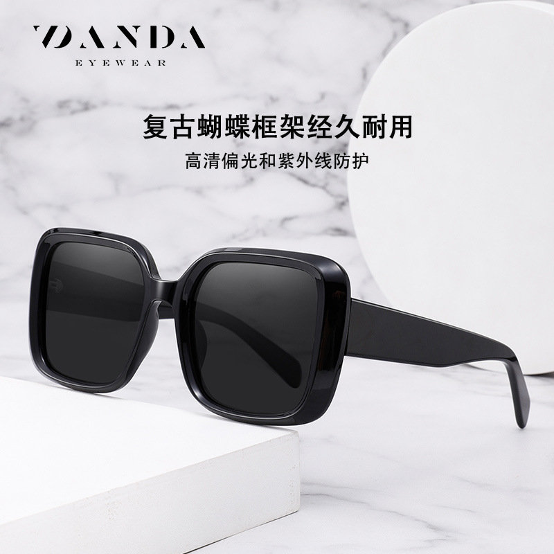 Venta caliente nuevas gafas de sol polarizadas de placa S26126 gafas de sol de cara redonda Gafas de sol de hombre de montura grande de alta gama para mujer