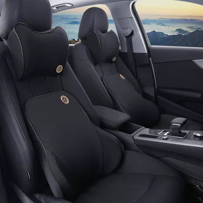 Waist support, Car Cushion, Four-Season Car Memory - black-neck-pillow-waist-by-a-set