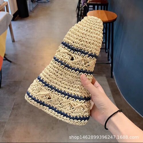 Linyi Straw Hat Production and Wholesale New Foldable Versatile Sunshade Sun Protection Tourist Vacation Hat Spring and Summer Hat for Girls