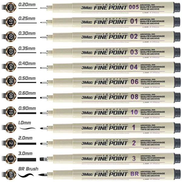 Art Liner Pen, Black Drawing Needle Tip Pen, Single Piece, Waterproof Architectural Design Set, Comic Hand-Drawn Outlining Pen