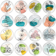 跨境 彩色几何线条艺术花束叶子蝴蝶 时光宝石玻璃贴片软磁冰箱贴