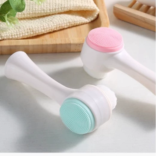 Оптовая продажа, 3d силиконовая щетка для лица, ручная щетка для чистки лица, инструмент для чистки волос, мягкая щетка для чистки волос, двусторонняя массажная щетка