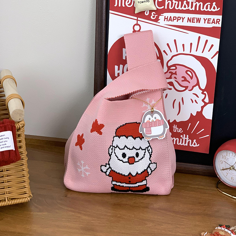 Bolsas de tejido de Navidad al por mayor bolsas de regalo de Nochebuena bolsas de dulces bolsas de regalo de empresa bolsas de mano creativas