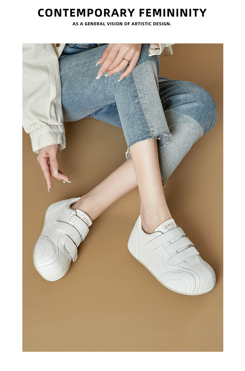 Baskets femme à scratch blanches chaussures casual polyvalentes_voghion.com