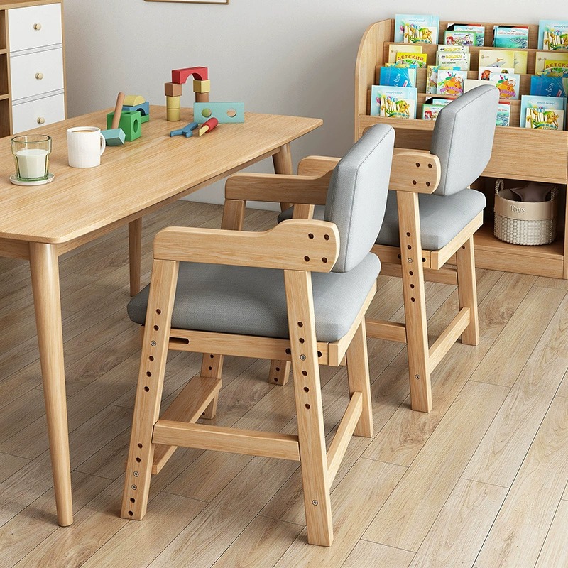 Silla de estudio para niños ajustable trabajo de madera maciza asiento trasero taburete estudiante escritura Silla de escritorio Silla de comedor en casa