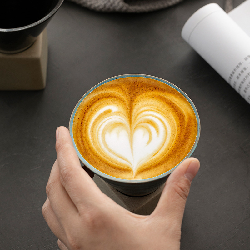 Retro de gres taza de café cubo creativo taza de té Taza de cerámica sub-máquina logotipo grabado transfronterizo taza japonesa