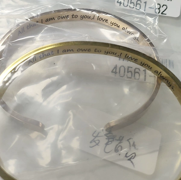 G2548 steel natural color inner ring lettering All that I am owe to you, I love you a