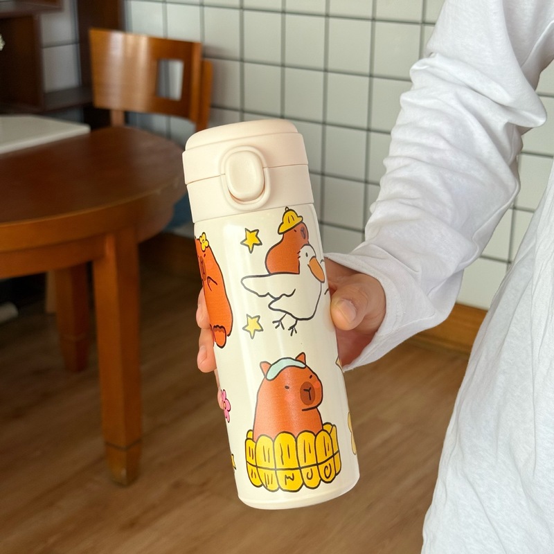 新しい 304 ステンレス鋼 Kapibara 高品質魔法瓶カップ学生漫画ウォーターカップポータブル直接飲料水カップ|undefined