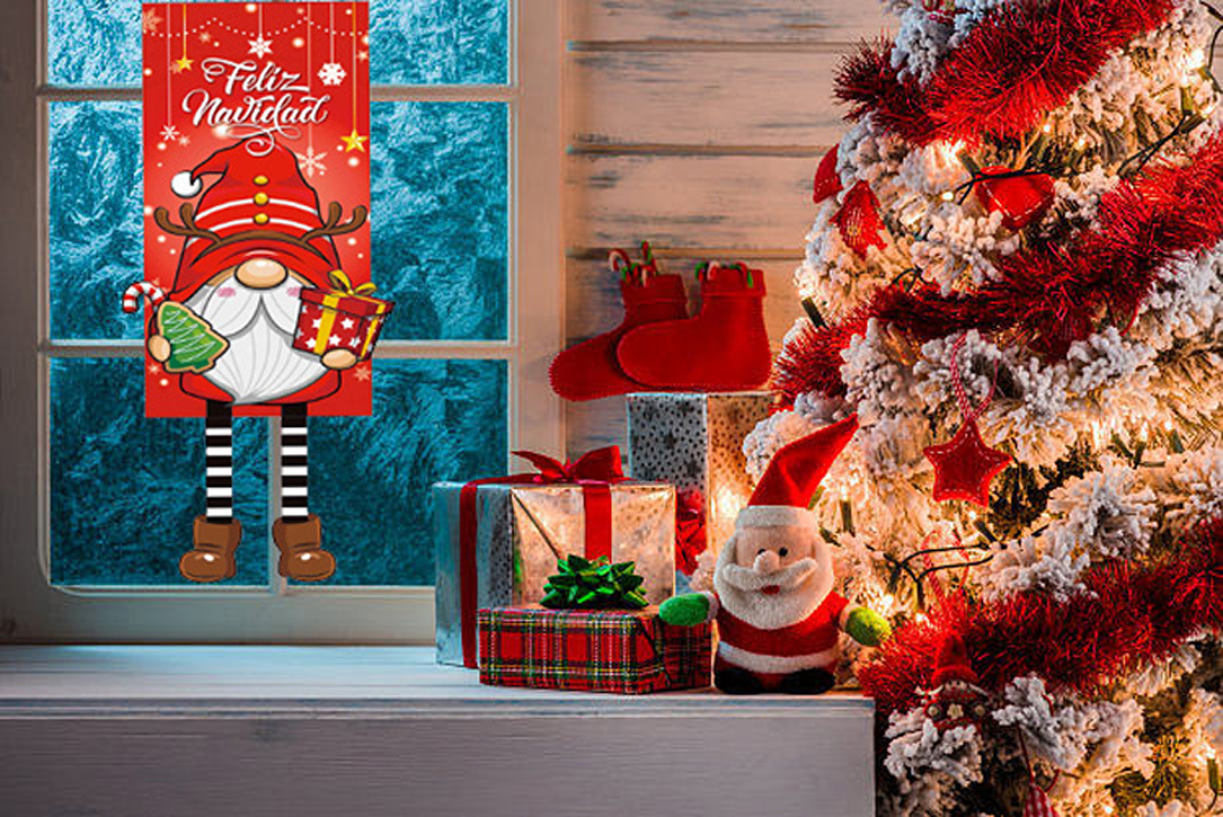 2023 nueva Navidad transfronteriza Amazon puerta colgando bandera FIESTA DE Navidad diseño de la escena de la bandera colgante de Navidad paño colgante