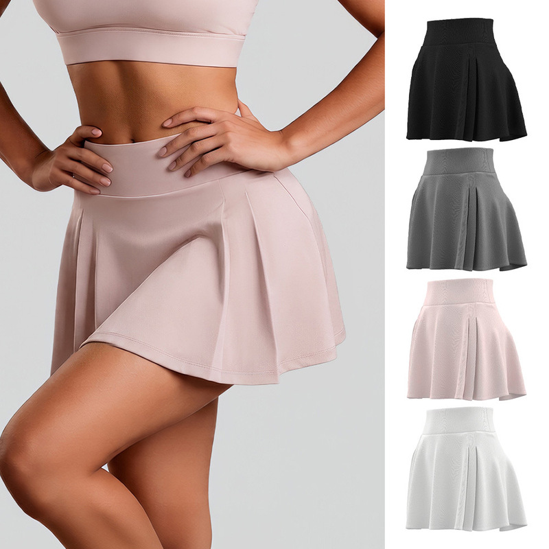 Cross-border side pocket breathable yoga skirt-pants for outdoor running and fitness, anti-exposure tennis two-in-one sports skirt Cross-border side pocket breathable yoga skirt-pants for outdoor running and fitness, anti-exposure tennis two-in-one sports skirt
