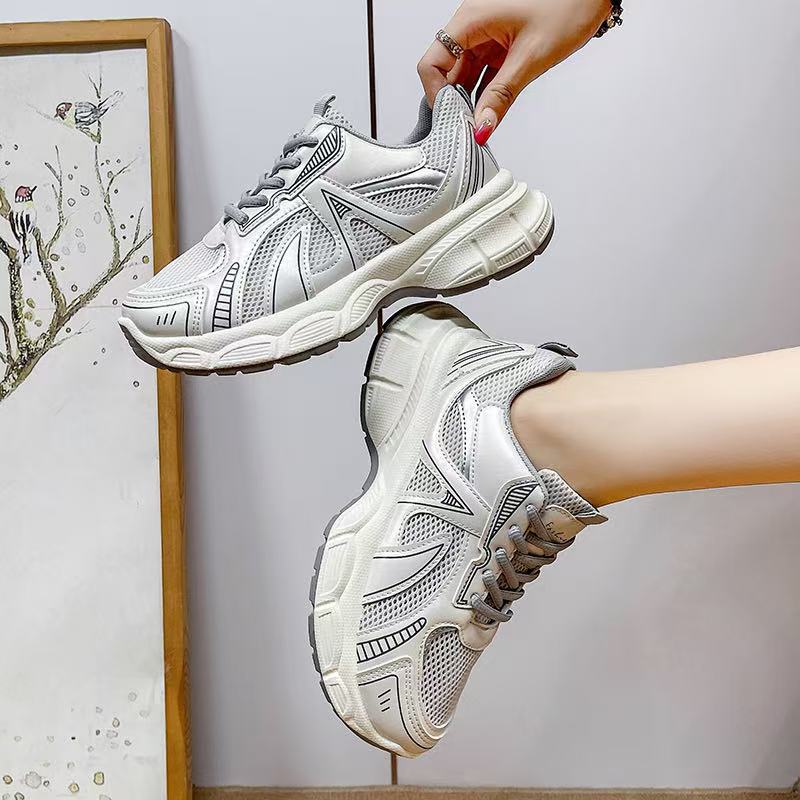 Damen Freizeitschuhe Mit Mesh Und Dicker Sohle Als Plateau Sneaker_voghion.com